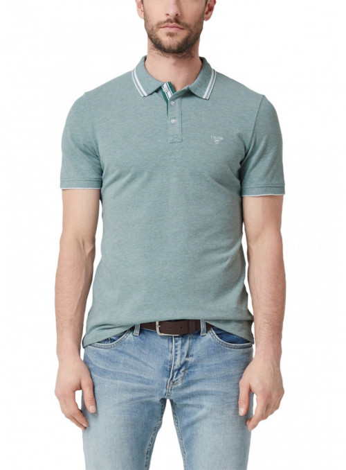 Melange polo shirt with...