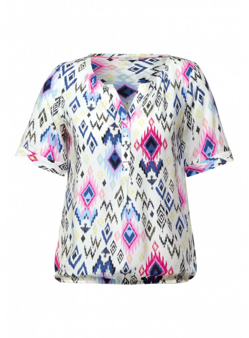 TOS AOP Split Neck Blouse