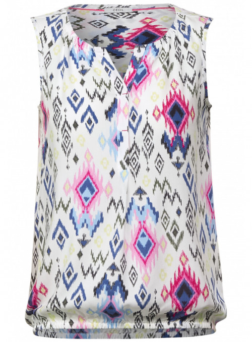 AOP Split Neck TOP Blouse