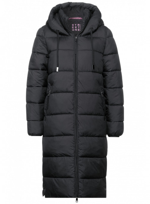 long light padded coat w. hood