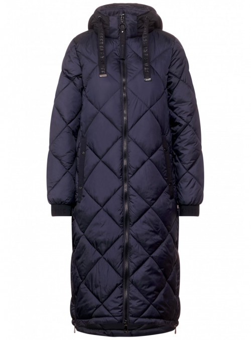 Long padded jacket w. diamond