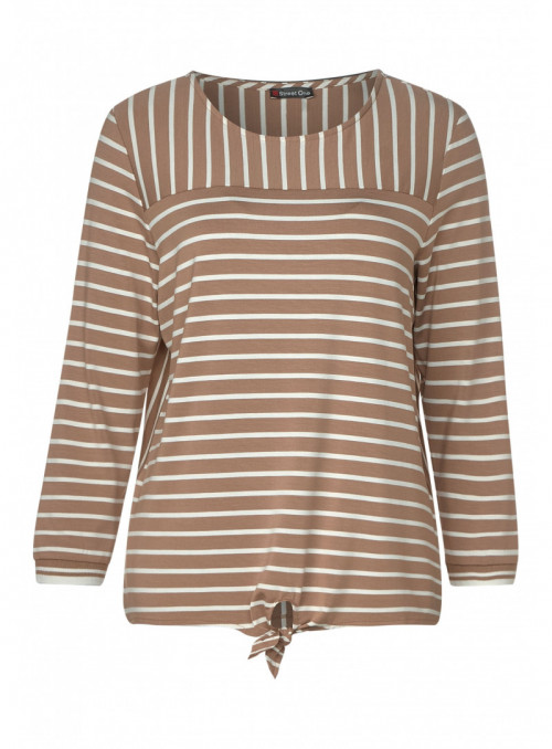 stripe-mix shirt w.knot