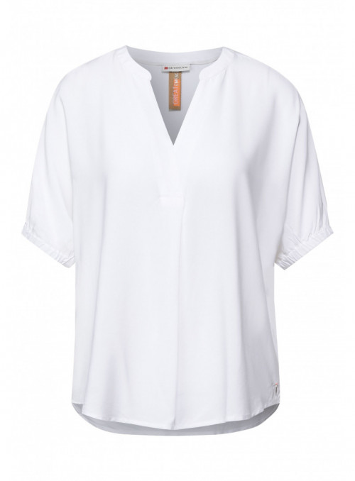 Solid O-shape blouse w pleat