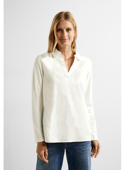 Solid Blouse w. Jersey Sleeves